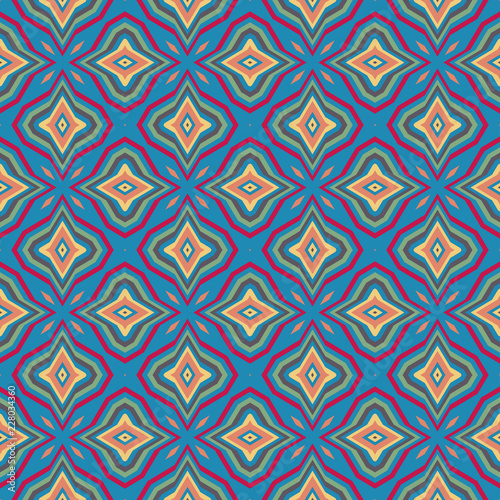 Ethnic geometric pattern in repeat. Fabric print. Seamless background, mosaic ornament, retro style. 