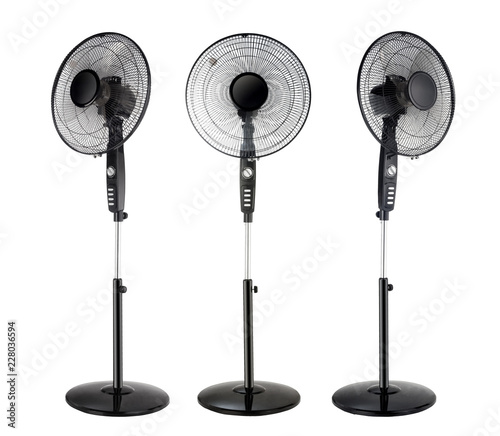 Black electric fans isolated on white background