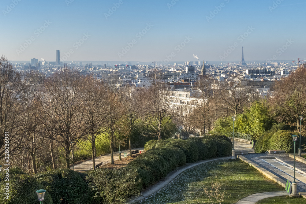 Paris viewed from Parc Belleville, France