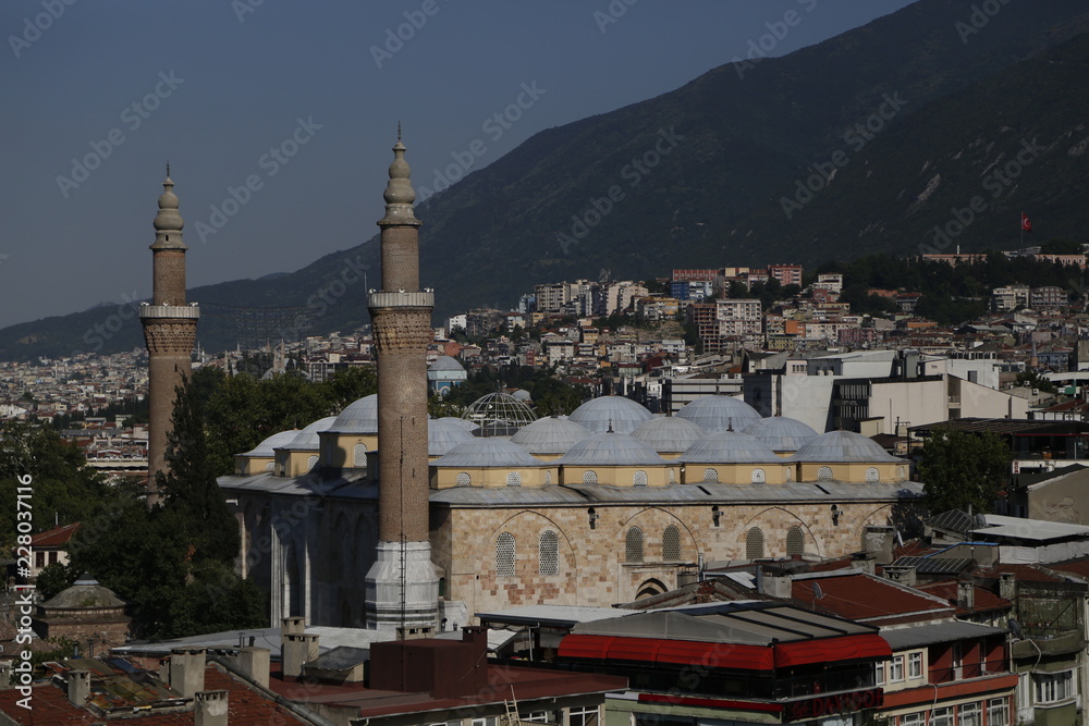 Fototapeta premium Bursa City view from Bursa Castle. Bursa is populer tourist destination in Turkey.