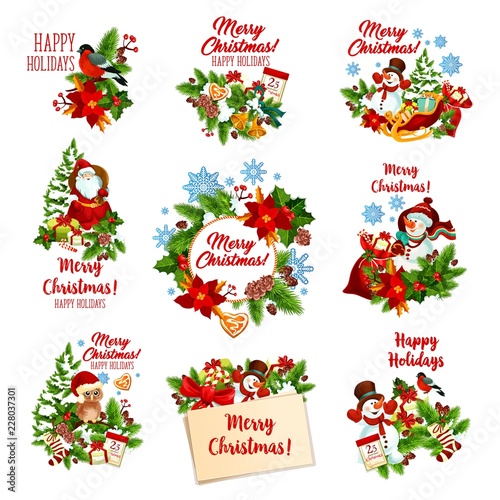 Christmas and winter holidays festive badges