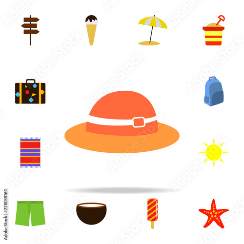 Beach hat flat icon. Summer icons universal set for web and mobile