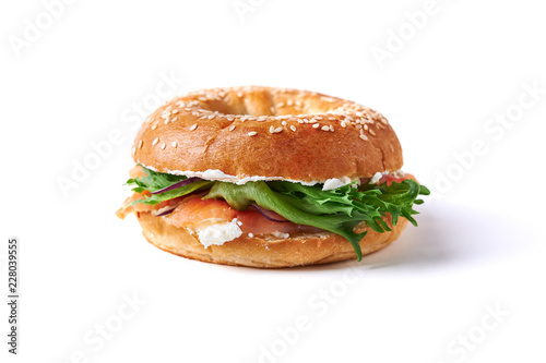 Tableau sur toile bagel with salmon and creamcheese