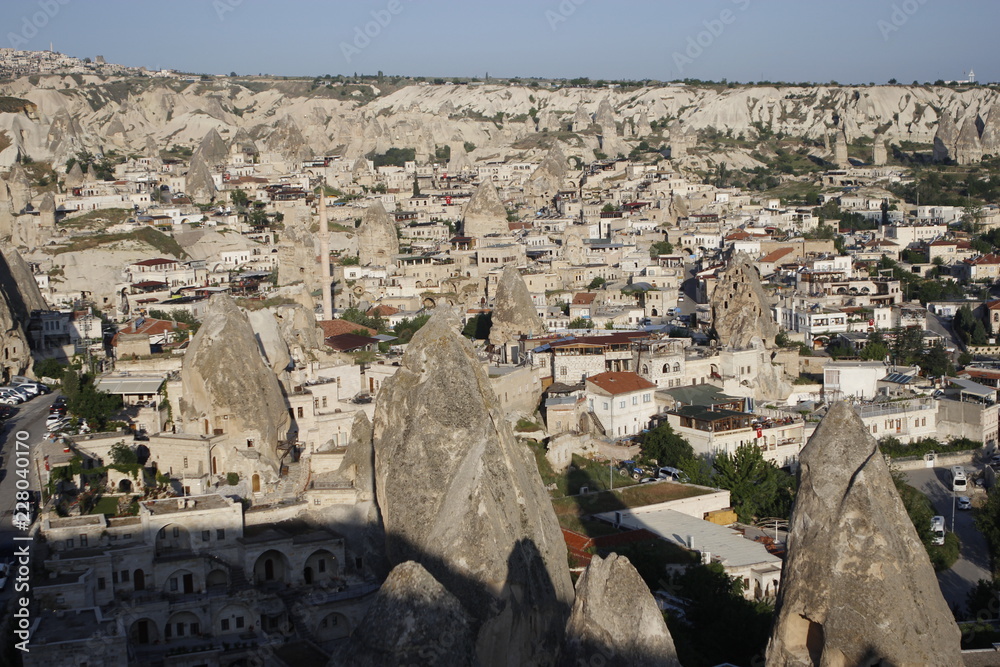 Views of Cappadocia volcanic kanyon cave houses in Turkey Stock Photo
