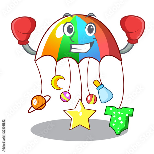 Boxing character hanging toy attached to cot