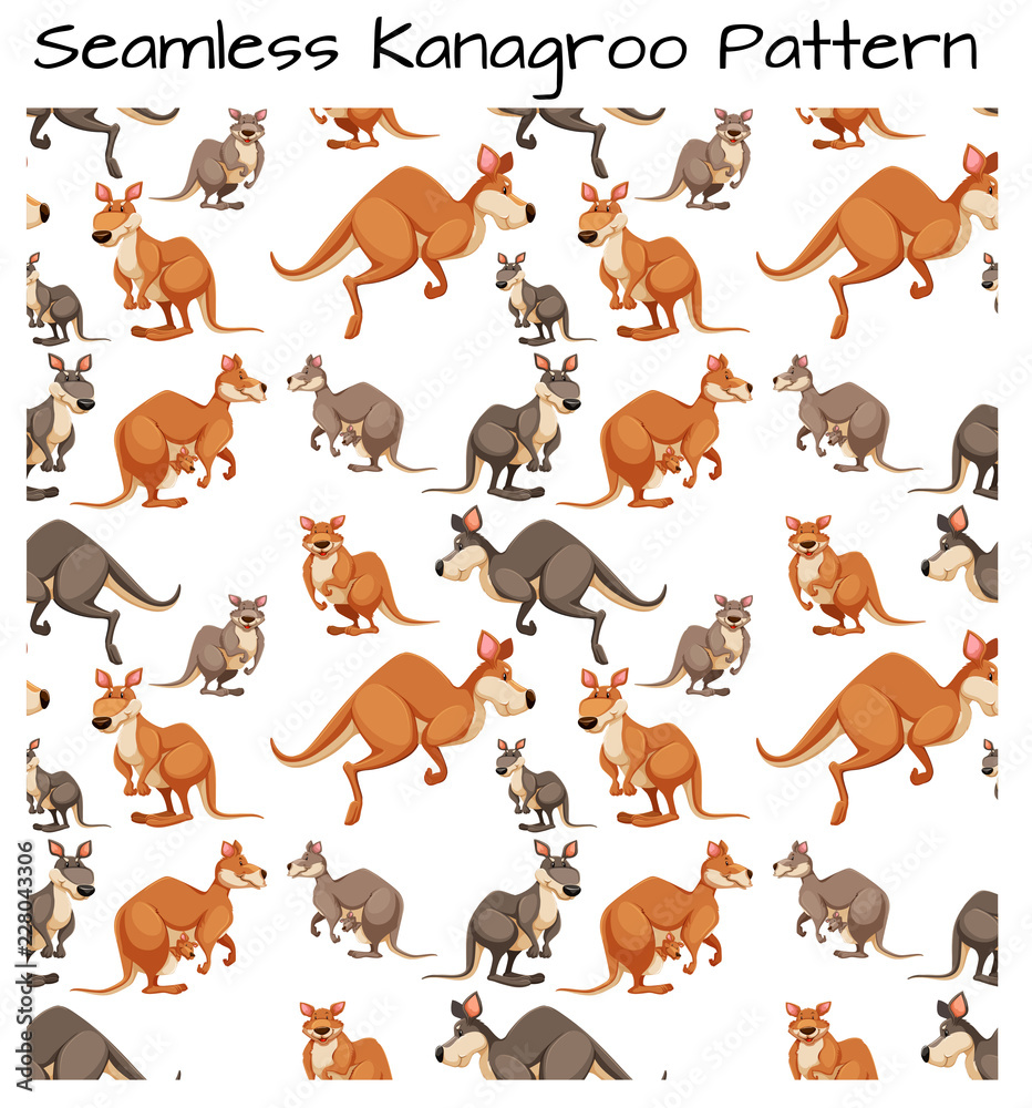 Seamless kangaroo pattern scene