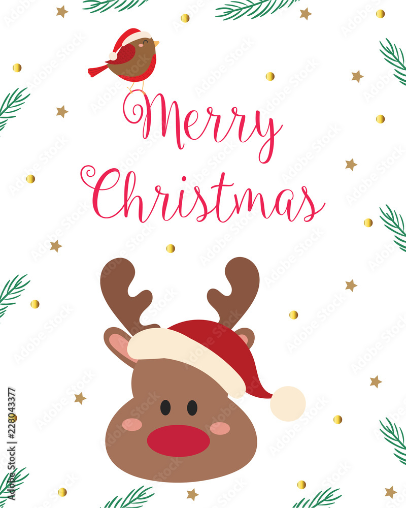 Naklejka premium Merry Christmas greeting card.