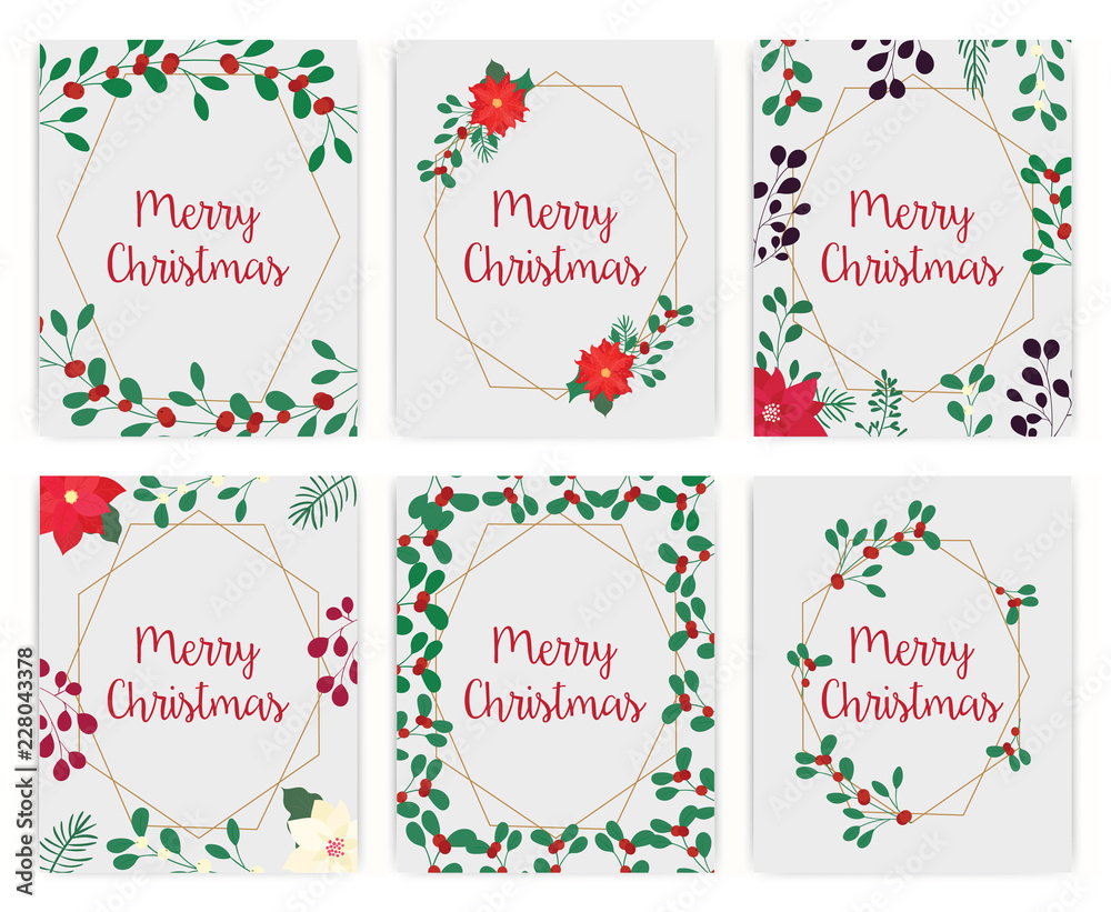 Set of Merry Christmas greeting card. Set of Merry Christmas greeting card.