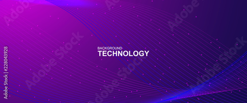 wave line background with smooth shape. Beautiful waving line in blue background color. Horizontal banner template. Abstract futuristic template. Technology wallpaper with vibrant color.