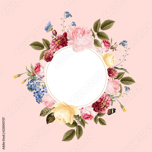 Blank floral frame card illustration
