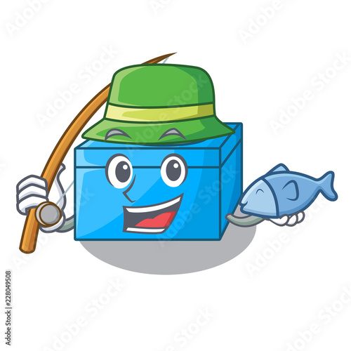 Fishing cartoon tissue box on a sideboard