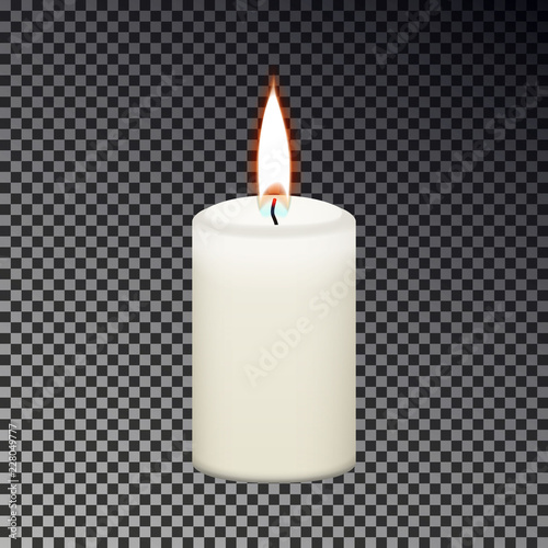 Candle flame fire isolated on checkered background, Memorial fire, light sign. Realistic yellow cand