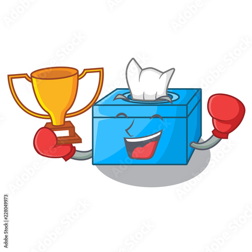 Boxing winner tissue box isolated on the mascot