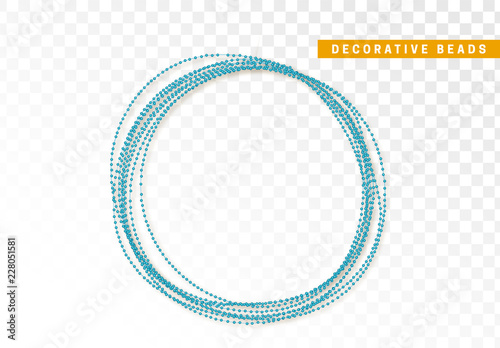 String beads realistic isolated. Decorative design element blue bead, photo