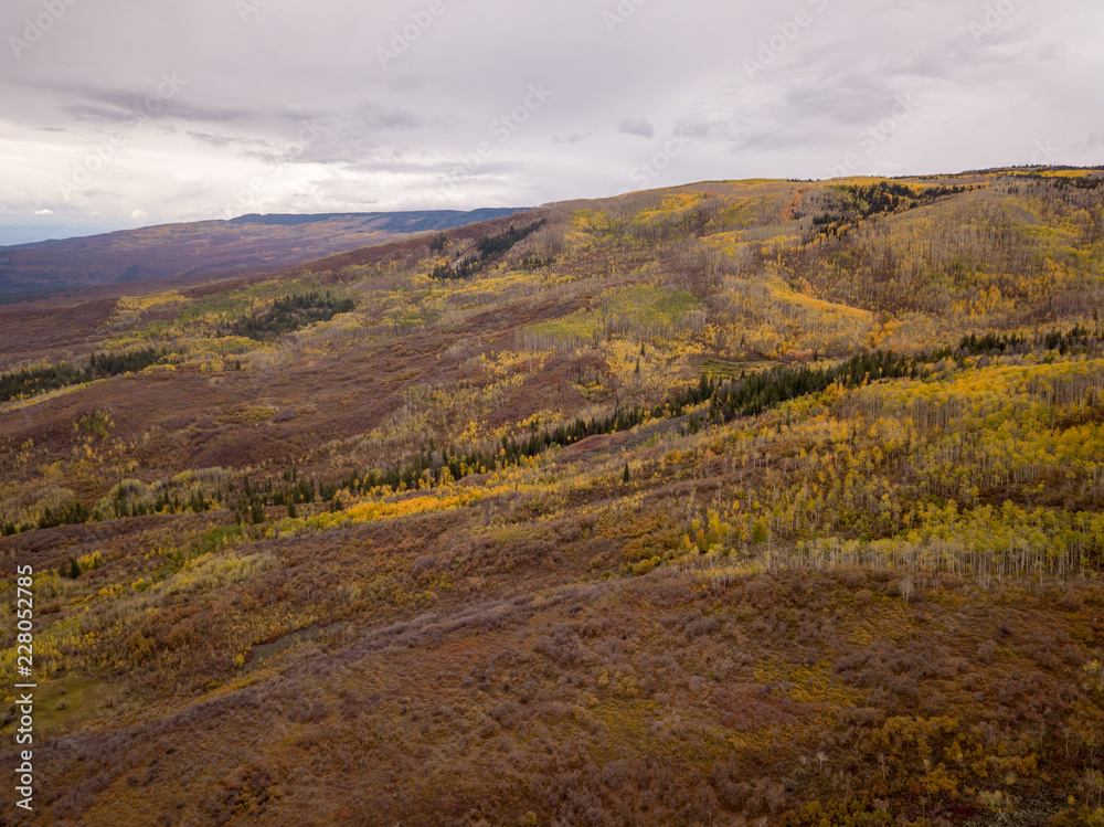 Aerial photos of Colorado fall colors mountains and roads