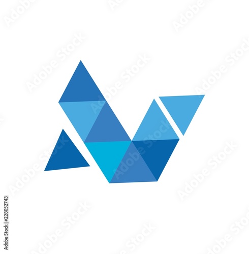 AV N initials triangle geometric polygonal for company logo