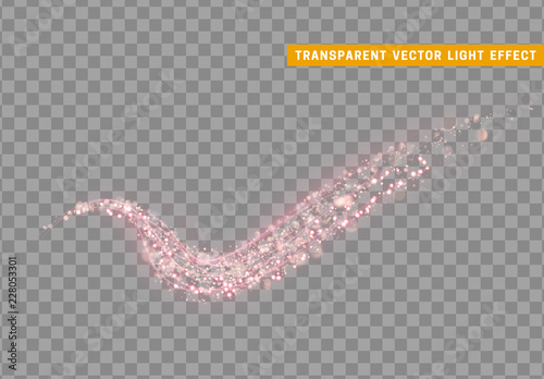 Magic light effect. Stardust pink glitter. Sparkle star dust vector illustration