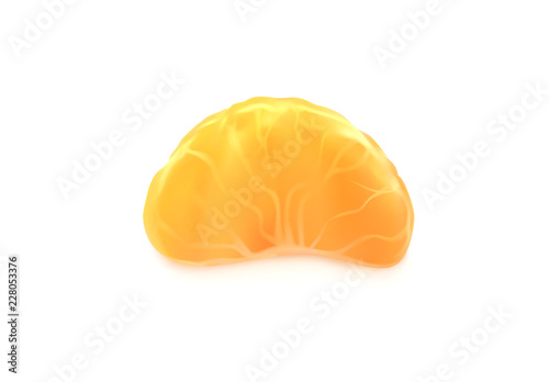 Vector mandarin orange background. Tangerine lobule isolated realistic.