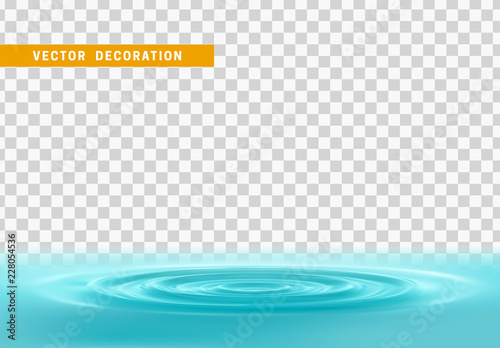 Realistic water ripples and round weave with curle. Vector Isolated with transparent background