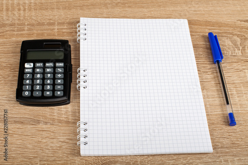 School supplies on wooden background