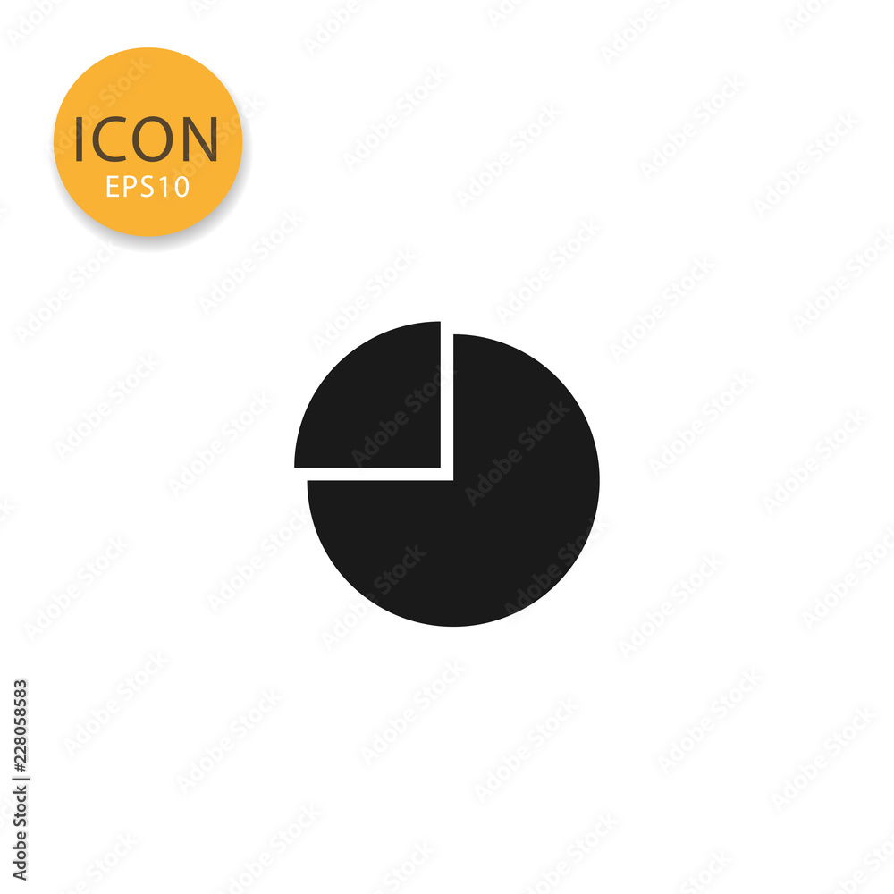 Pie chart icon isolated flat style.