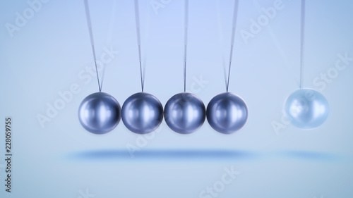 Horizontal silver balls pendulum swaying