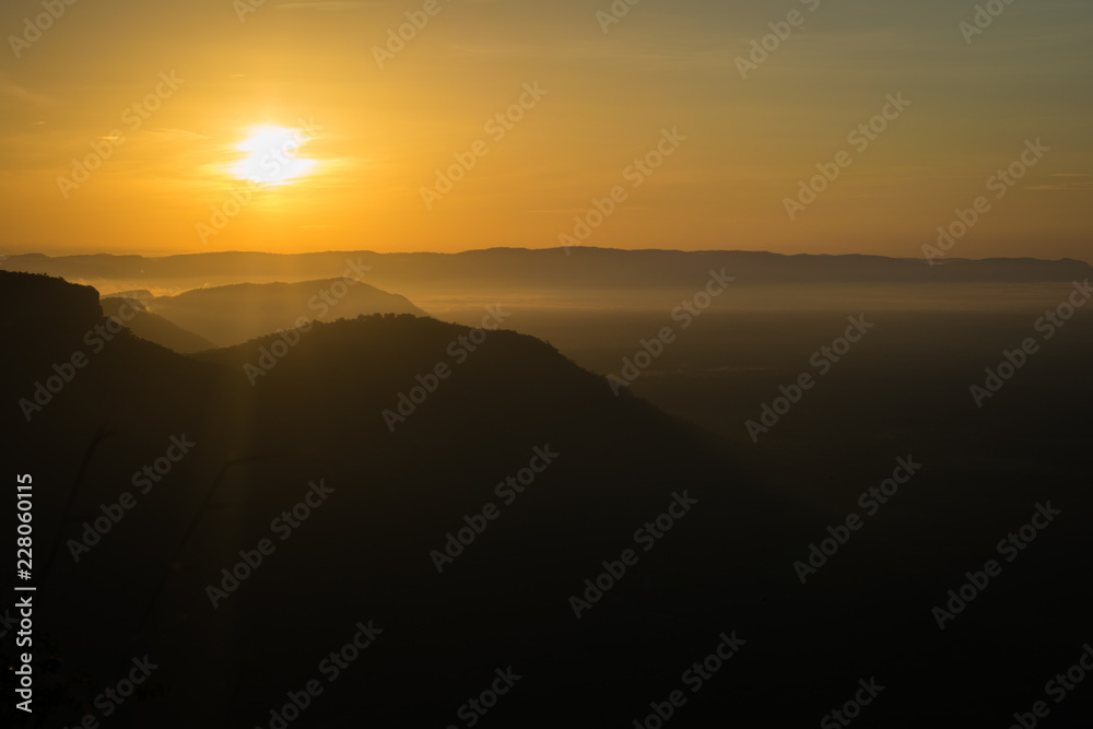 morning sunrise on mountain view in thailand morning sunrise on mountain view in thailand