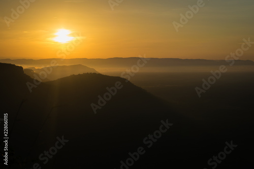 morning sunrise on mountain view in thailand