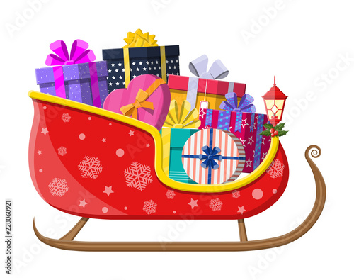 Santa claus sleigh with gifts