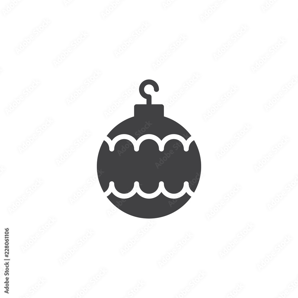 Xmas bauble vector icon. filled flat sign for mobile concept and web design. Christmas ball decoration simple solid icon. Symbol, logo illustration. Pixel perfect vector graphics Xmas bauble vector icon. filled flat sign for mobile concept and web design. Christmas ball decoration simple solid icon. Symbol, logo illustration. Pixel perfect vector graphics