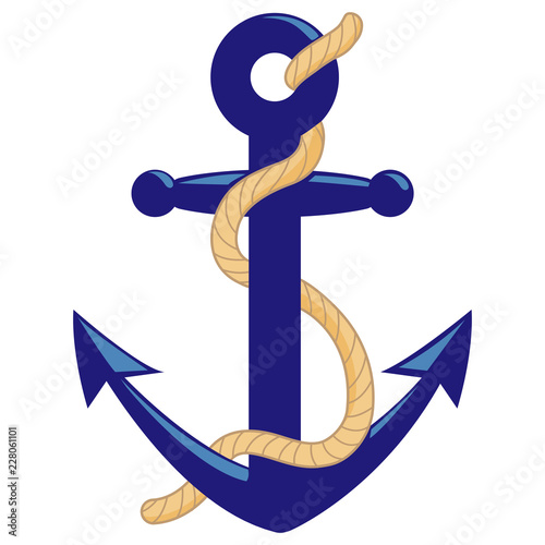 Nautical anchor on white background. Vector illustration