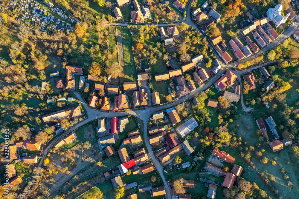 Aerial image of a village in Transylvania Aerial image of a village in Transylvania