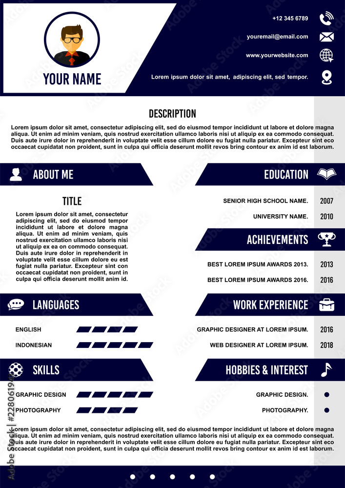 Obraz premium A4 curriculum vitae / resume design template vector.