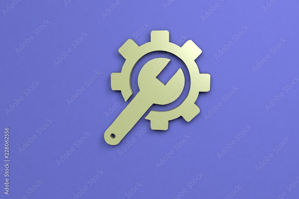 3D illustration of Technical, green color with blue background. 3D illustration of Technical, green color with blue background.