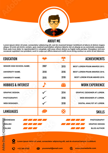 A4 curriculum vitae / resume design template vector.