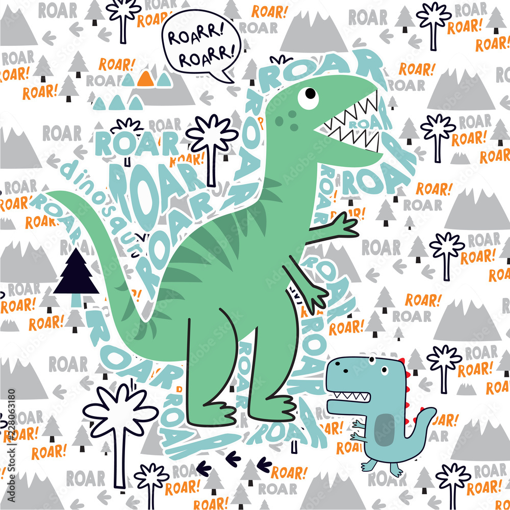 Fototapeta Dino saur zwierząt druk t shirt wektor