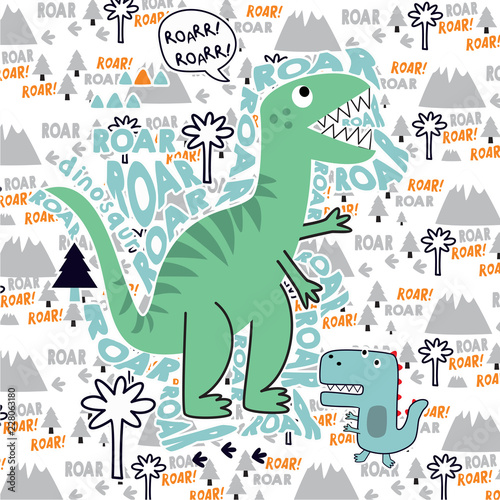 Fototapeta Dino saur zwierząt druk t shirt wektor