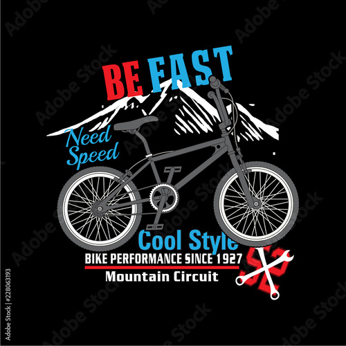 bicycle cool style slogan print vector