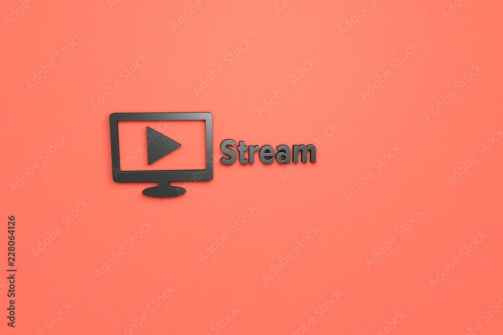 Illustration of Stream with dark text on light red background Illustration of Stream with dark text on light red background
