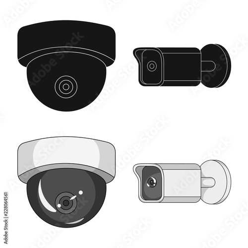 Vector design of cctv and camera icon. Collection of cctv and system vector icon for stock.