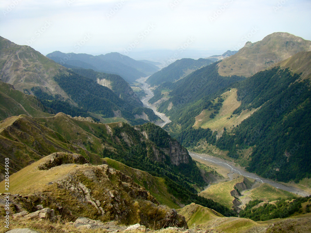 Beautiful scenery, view of the valley of the Damiraparanchay river from a height Beautiful scenery, view of the valley of the Damiraparanchay river from a height