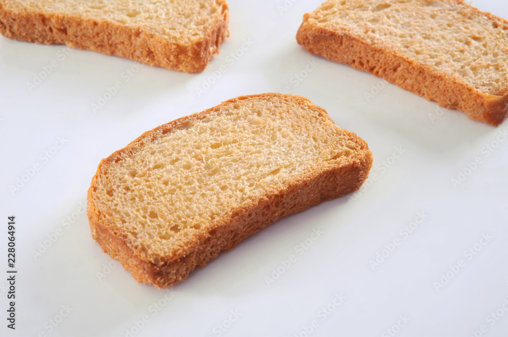 Tea Rusk, Crunchy, crispy dry biscuit, a famous breakfast snack. It is also known as twice-baked bread.