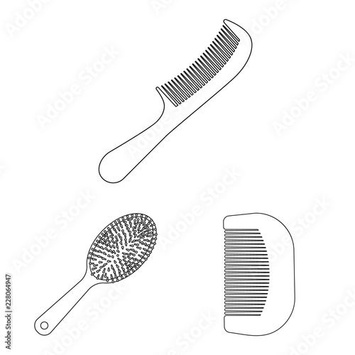 Isolated object of brush and hair sign. Collection of brush and hairbrush stock symbol for web.