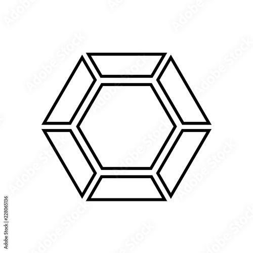 Diamond line icon. Brilliant cut diamond or other gem top view. Vector Illustration