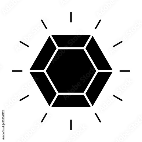 Shining diamond icon. Brilliant cut diamond or other gem top view. Vector Illustration