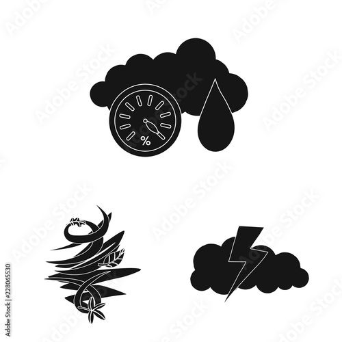 Vector illustration of weather and climate logo. Set of weather and cloud vector icon for stock.