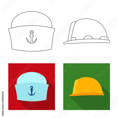 Isolated object of headgear and cap logo. Collection of headgear and accessory stock symbol for web.