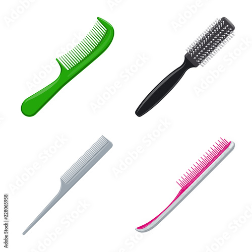 Isolated object of brush and hair symbol. Collection of brush and hairbrush stock symbol for web.