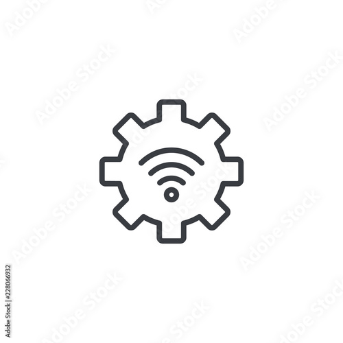 Wifi connection signal icon with gear or settings icon in the circle. vector illustration isolated on modern background.