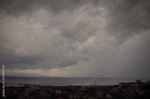 storm over the city and Rijeka bay